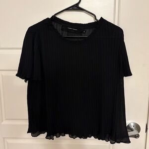 Black Pleated Women's Blouse